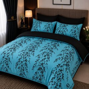 6by6 reversble/plain duvet set(pattern skyblue & black)