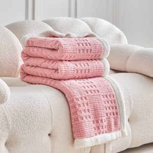 luxury double layer throw blanket 200 × 230 cm (pink)