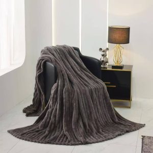 cozy flannel throw blanket 200 × 230 cm (milk) (grey)