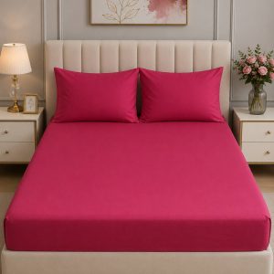 7by7 bigbrother thick plain bedsheet set (dark pink)
