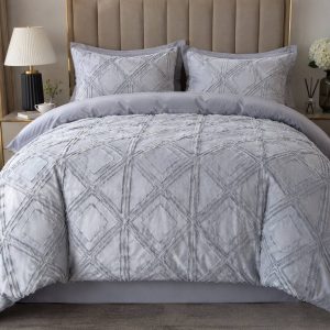 3d embossed plush/polish duvet set (white)